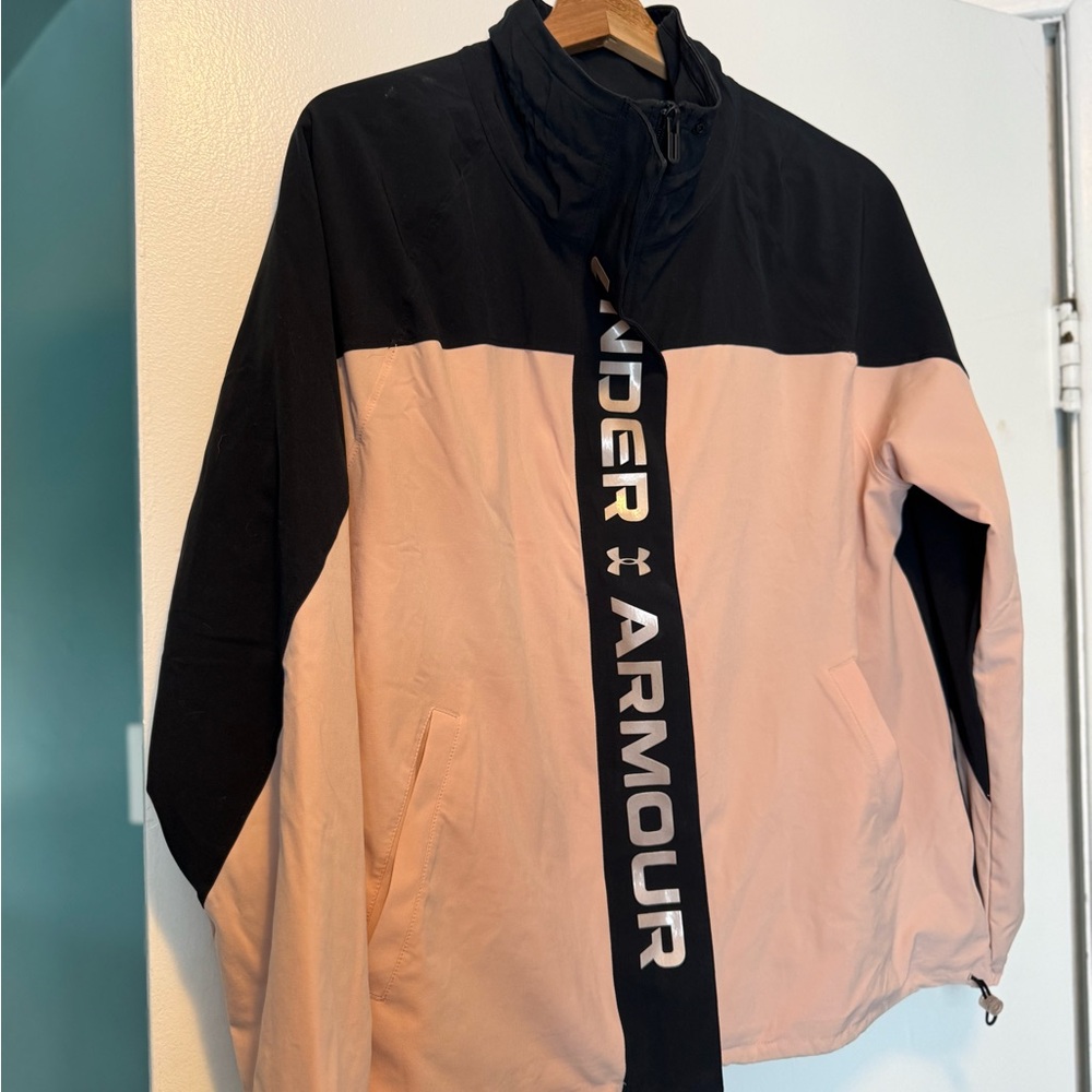Under Armour Black and Pink Spring Jacket with Bold Design